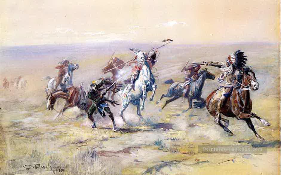 quand se rencontrent sioux et Blackfoot 1904 Charles Marion Russell Peintures à l'huile